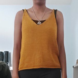 Boho mustard yellow knit tank top